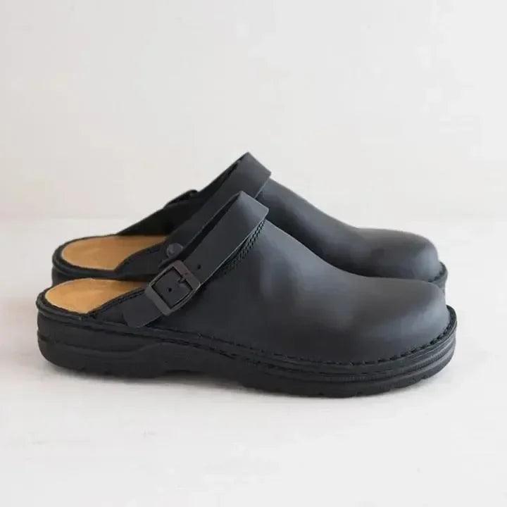 Greer Women's Leather Orthopedic Slippers | Comfort Support Indoor & Outdoor Slippers for Women | Arch Support Slip-On House Shoes