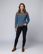 Reykja Women's Vintage Icelandic Knit Wool Blend Sweater | Premium Comfort Fair Isle Crew Neck Jumper for Women | Chic Heritage Pattern