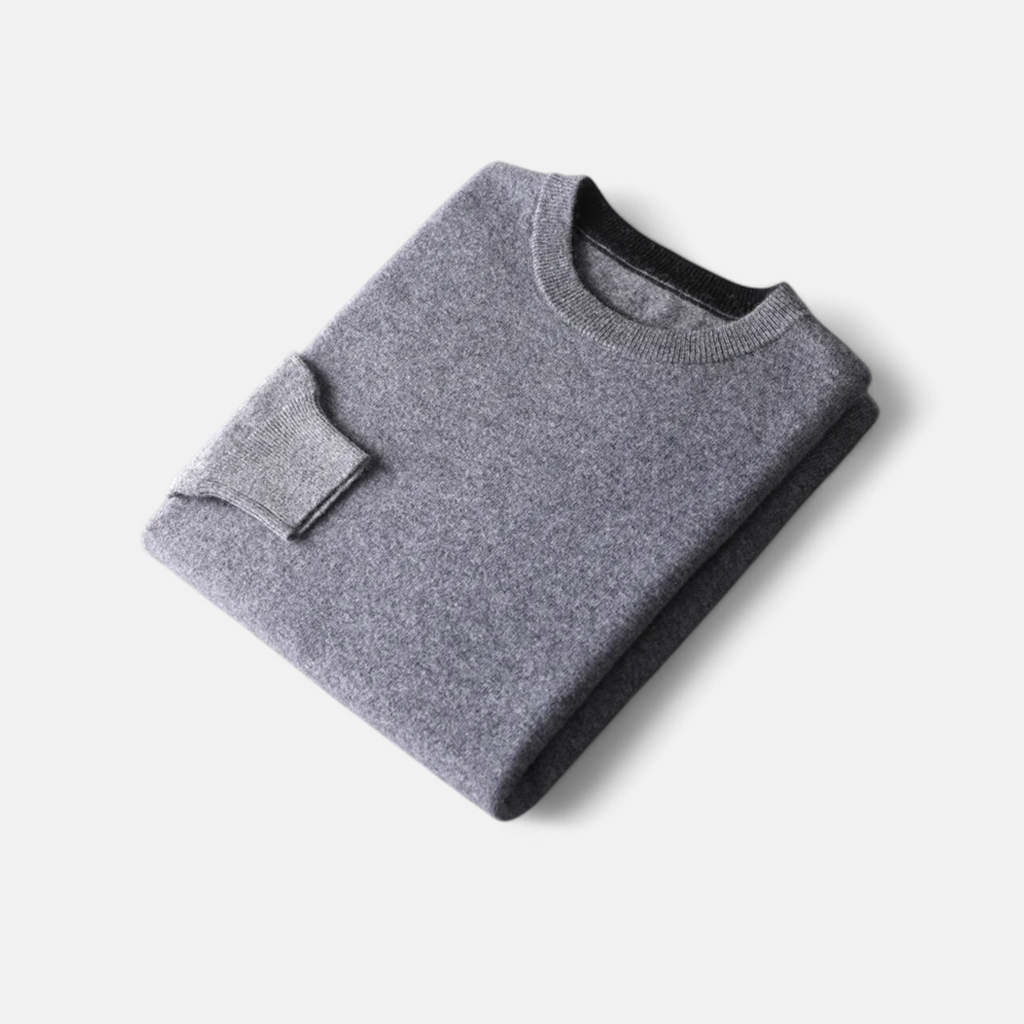 Wise Men's Loose-Fit Cashmere Wool Blend Round Neck Jumper | Relaxed Luxury Knit Jumper for Men | Smart Casual Everyday Winter Knitwear