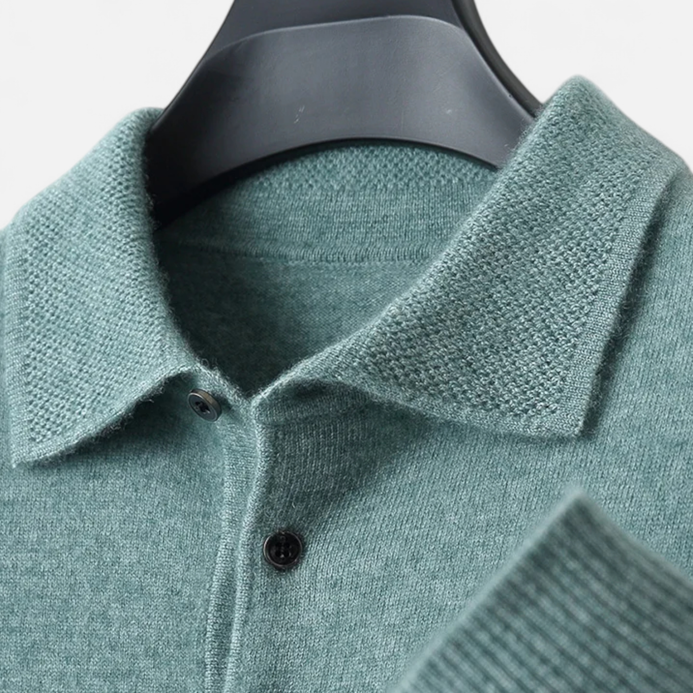 Marcello Men's Merino Wool Blend Long Sleeve Polo Sweater | Luxury Soft Knit Polo Shirt for Men | Smart Casual Everyday Knitwear