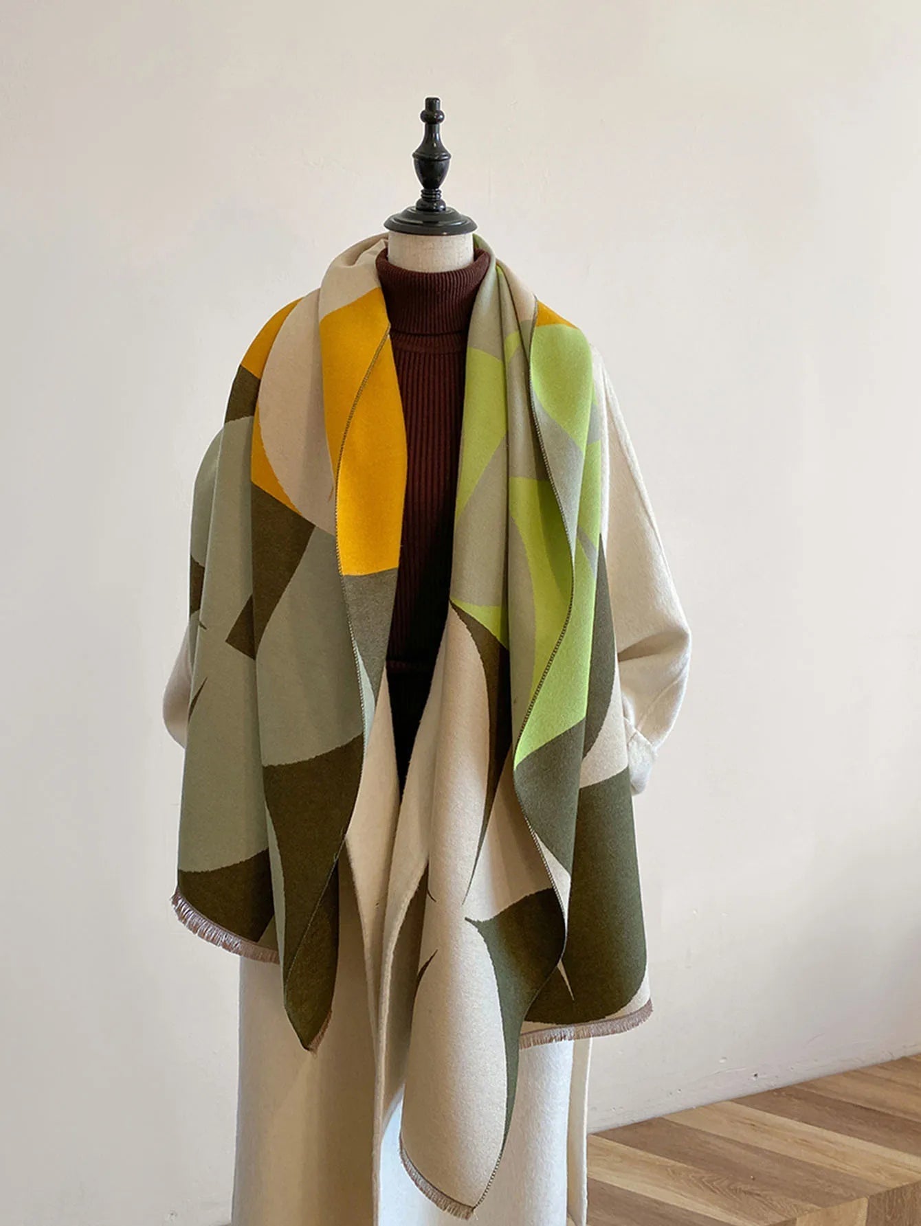 Douceur Women's Reversible Cashmere Blend Patterned Scarf | Luxury Soft Warm Wrap Scarf for Women | Elegant Two-Sided Shawl & Gift Idea