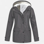 Women’s Hooded Ski Coat in Plush Velvet Windproof