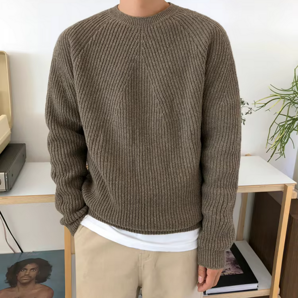 Grant Men's Relaxed Cotton Crew Neck Sweater | Casual Everyday Knit Jumper for Men