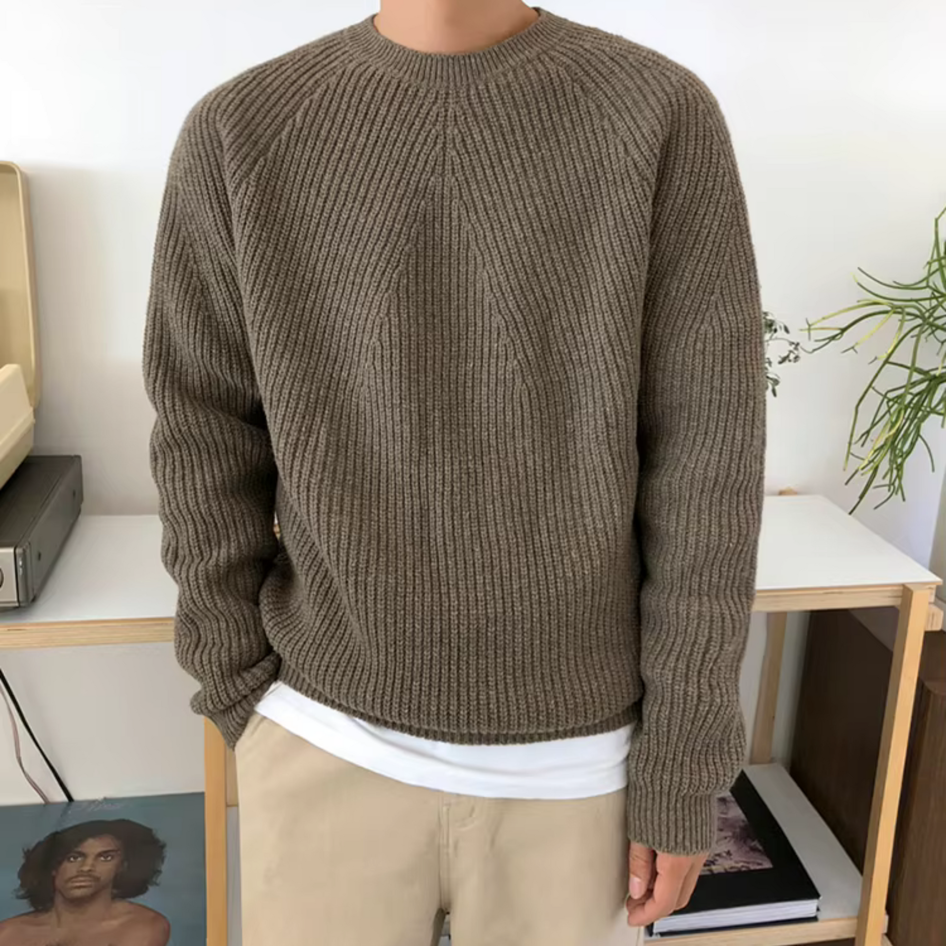 Grant Men's Relaxed Cotton Crew Neck Sweater | Casual Everyday Knit Jumper for Men