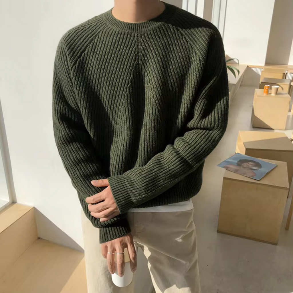 Grant Men's Relaxed Cotton Crew Neck Sweater | Casual Everyday Knit Jumper for Men