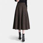 Women’s Elegant Tweed Skirt with Pockets