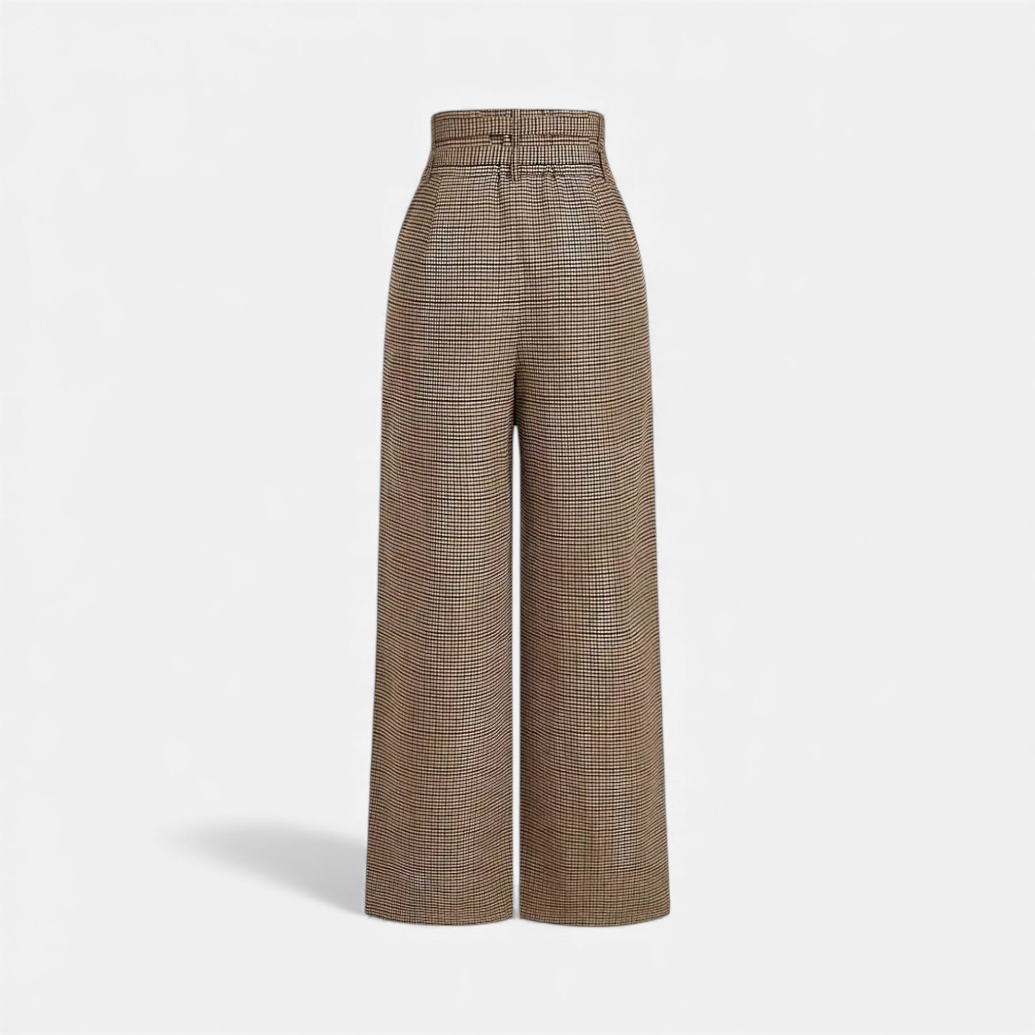 Tarquin Women's Plaid High-Waist Wide-Leg Trousers | Stretch Plaid Office Trousers for Women | Smart Casual Work & Everyday Power Dressing