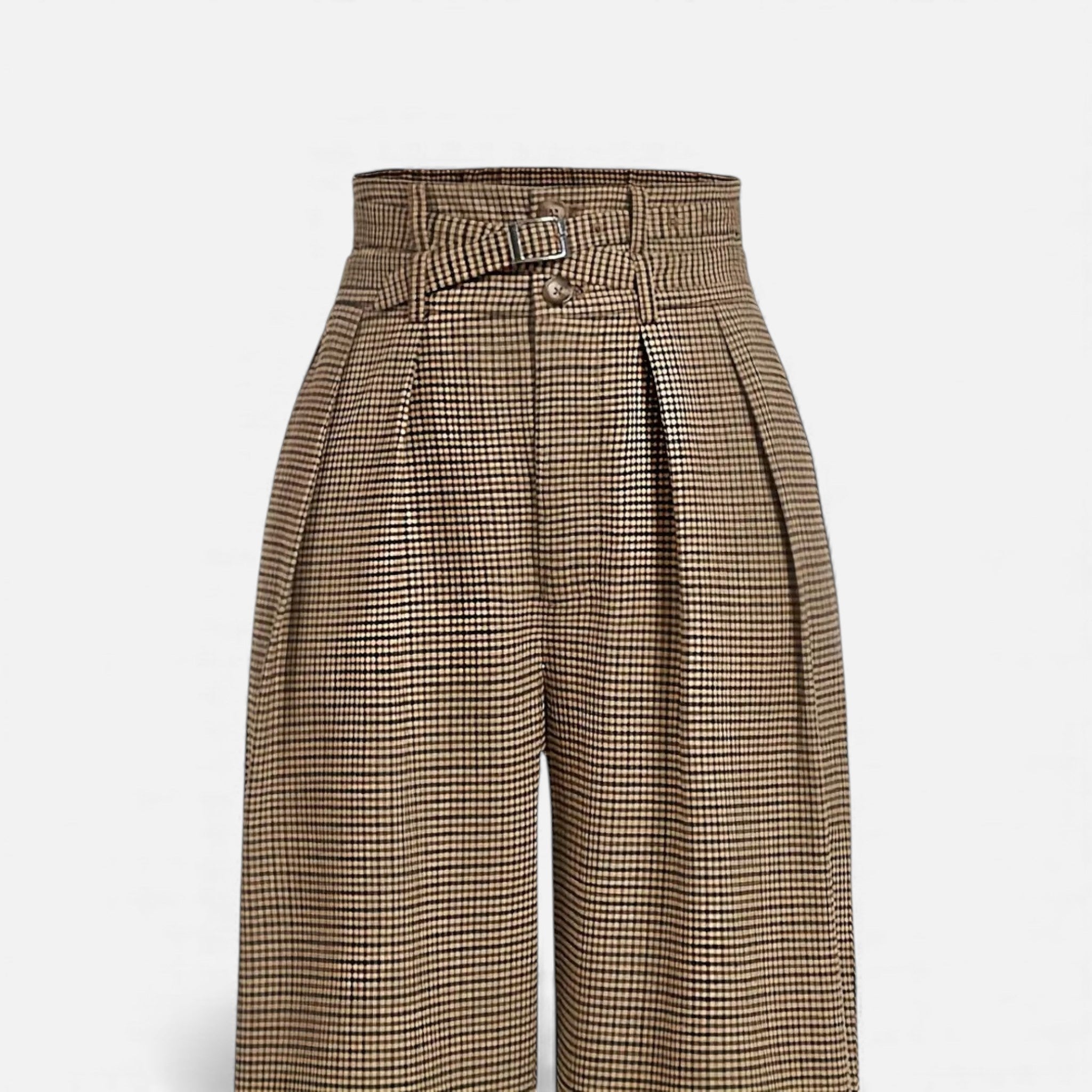 Tarquin Women's Plaid High-Waist Wide-Leg Trousers | Stretch Plaid Office Trousers for Women | Smart Casual Work & Everyday Power Dressing