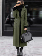 Magnolia Women's Oversized Double-Breasted Wool Blend Coat | Full Length Maxi Wool Coat for Women