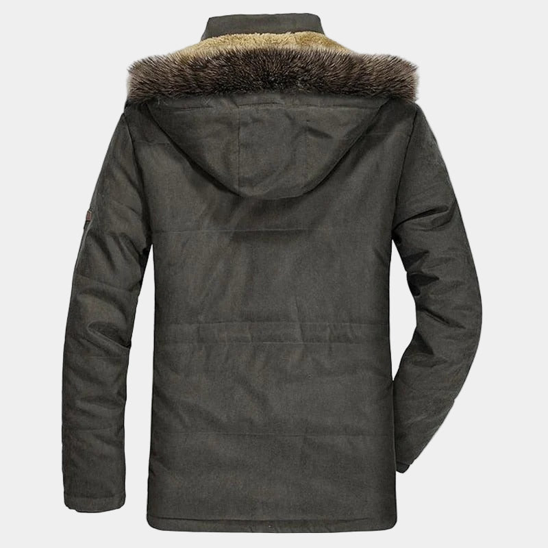 Arctic Men's Winter Parka with Faux Fur Collar | Warm Padded Hooded Parka Jacket for Men | Windproof Cold Weather Outdoor Outerwear