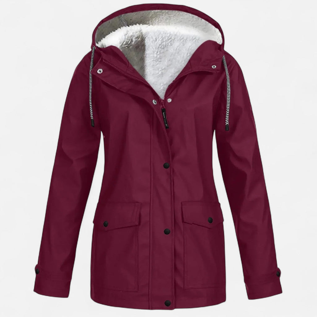 Women’s Hooded Ski Coat in Plush Velvet Windproof