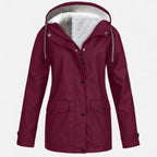 Women’s Hooded Ski Coat in Plush Velvet Windproof