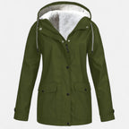 Women’s Hooded Ski Coat in Plush Velvet Windproof