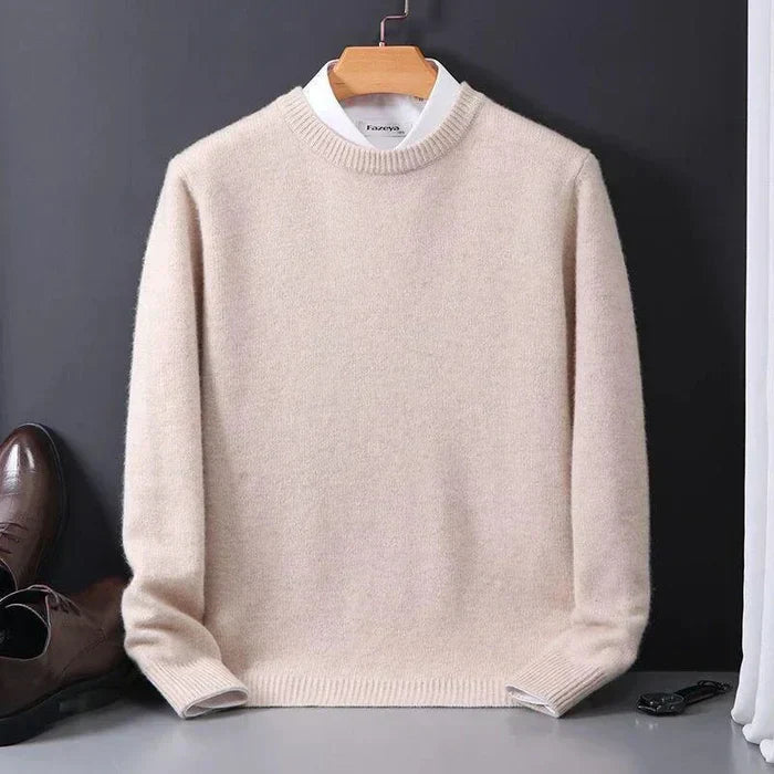 Nathan Men's Winter Cashmere Blend Sweater | Luxury Loose Fit Cashmere Knit Jumper for Men | Smart Casual Everyday Knitwear