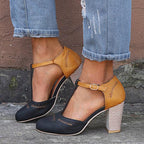 Comfort Women's Orthopedic Low Heel Court Shoes | Cushioned Wide Heel Faux Leather Footwear