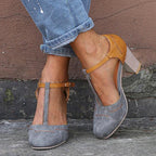 Comfort Women's Orthopedic Low Heel Court Shoes | Cushioned Wide Heel Faux Leather Footwear