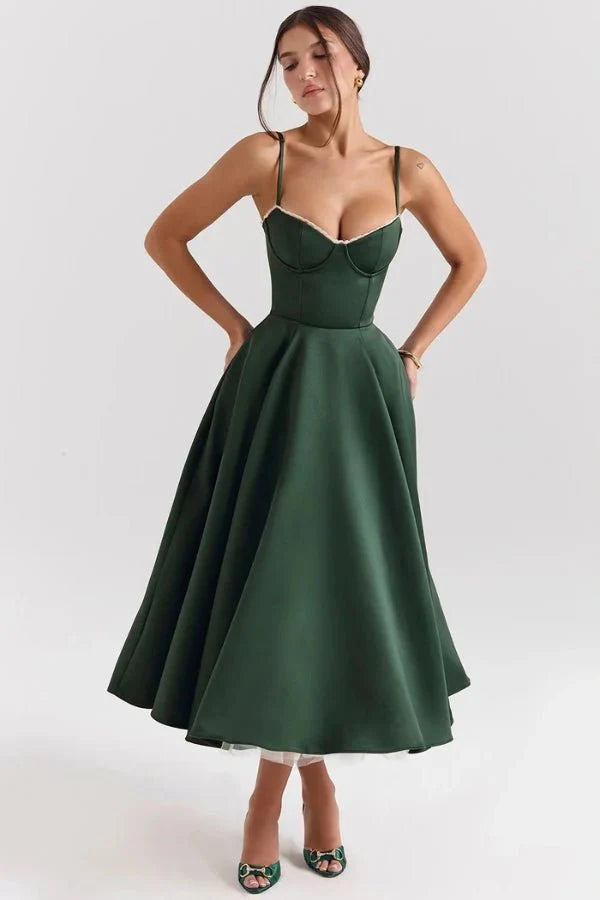 Ayet Women's Satin Bodycon Midi Dress | Fitted Silhouette | Evening, Wedding Guest & Smart Casual