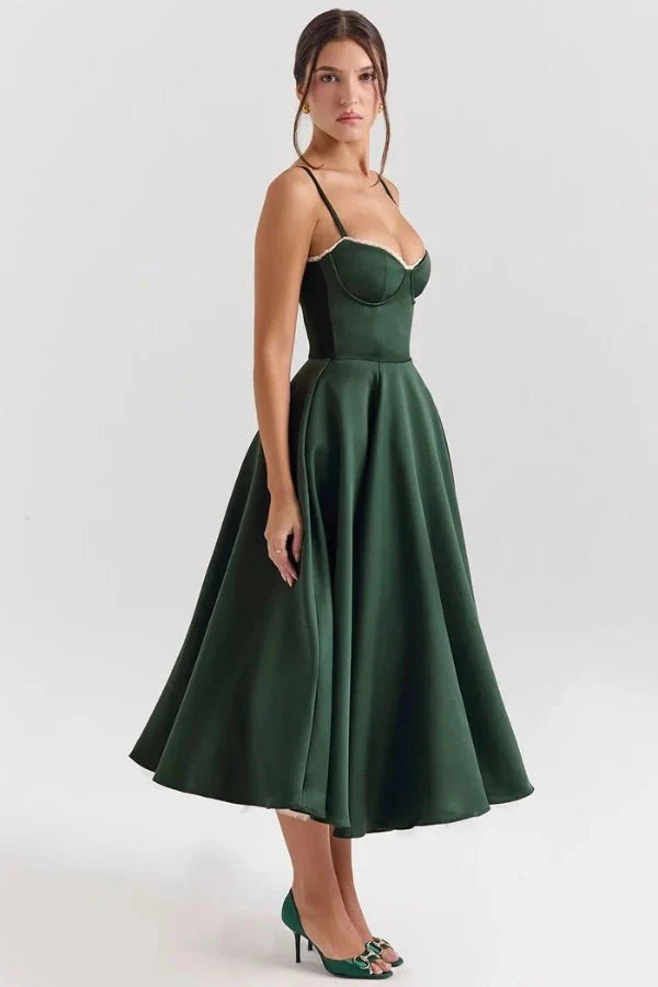 Ayet Women's Satin Bodycon Midi Dress | Fitted Silhouette | Evening, Wedding Guest & Smart Casual
