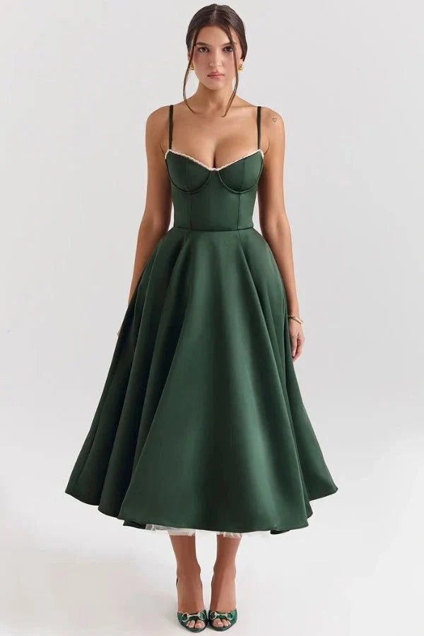 Ayet Women's Satin Bodycon Midi Dress | Fitted Silhouette | Evening, Wedding Guest & Smart Casual
