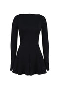 Chessie Women's Black Midi Dress | Elegant Everyday Black Casual Midi Dress for Women | Minimalist Smart Casual Style