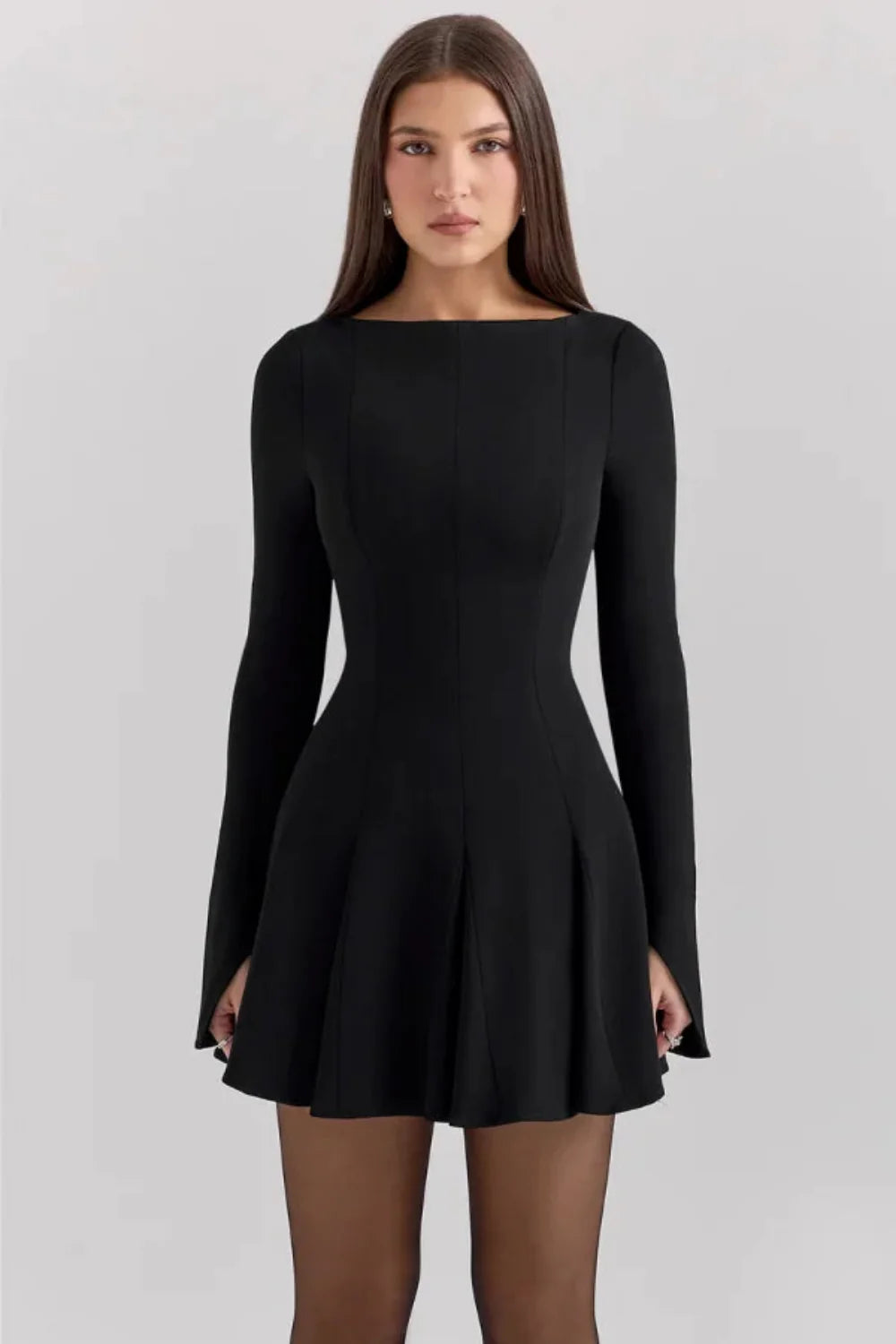 Chessie Women's Black Midi Dress | Elegant Everyday Black Casual Midi Dress for Women | Minimalist Smart Casual Style