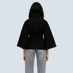 Jannah Women's Black Wool Blend Jacket | Luxury Tailored Wool Jacket for Women | Elegant Smart Casual Outerwear