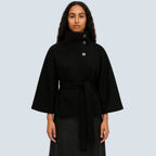 Jannah Women's Black Wool Blend Jacket | Luxury Tailored Wool Jacket for Women | Elegant Smart Casual Outerwear