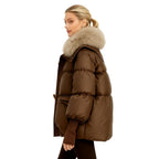 Juniper Women's Brown Puffer Jacket | Warm Lightweight Padded Jacket for Women | Casual Everyday Winter Outerwear