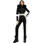 Dolly Black Women's One-Piece Ski Suit | Waterproof Insulated Snow Suit for Women | Retro Ski Jumpsuit for the Slopes