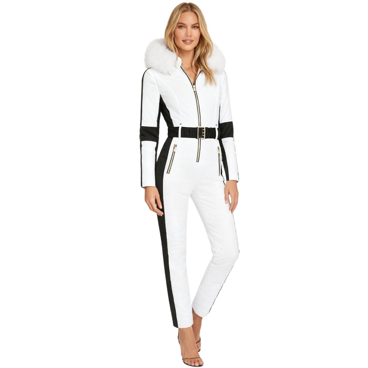 Dolly Women's White One-Piece Ski Suit | Waterproof Insulated Snow Suit for Women | Retro White Ski Jumpsuit for the Slopes