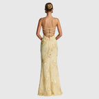 Aphaea Women's Floral Jacquard Mermaid Maxi Dress | Backless Occasion Gown | Evening & Smart Casual