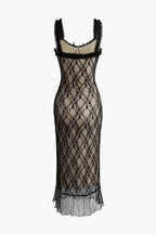 Clarina Women's Sheer Lace Slip Midi Dress | Going Out Party Dress | Evening & Occasion