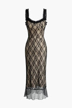 Clarina Women's Sheer Lace Slip Midi Dress | Going Out Party Dress | Evening & Occasion