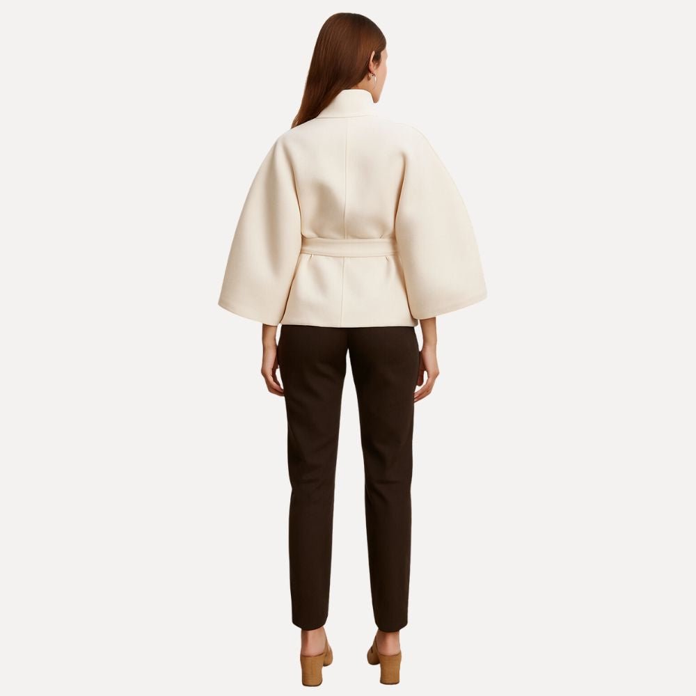 Jannah Women's White Wool Cashmere Jacket | Elegant Smart Casual Outerwear