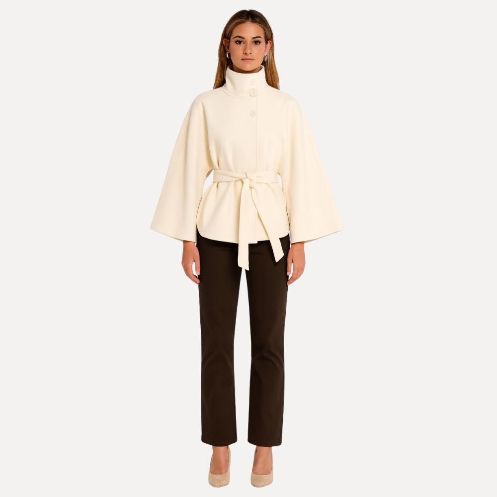 Jannah Women's White Wool Cashmere Jacket | Elegant Smart Casual Outerwear