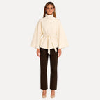 Jannah Women's White Wool Cashmere Jacket | Elegant Smart Casual Outerwear