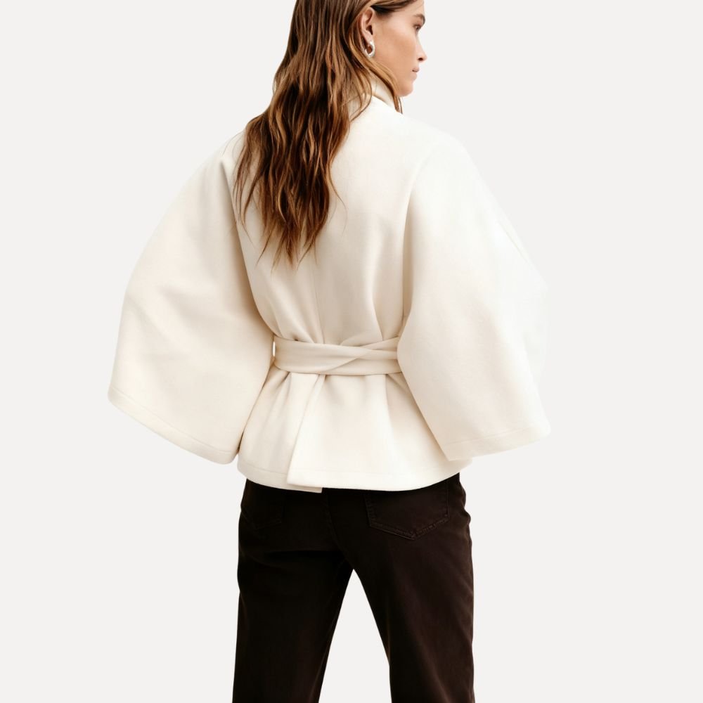 Jannah Women's White Wool Cashmere Jacket | Elegant Smart Casual Outerwear