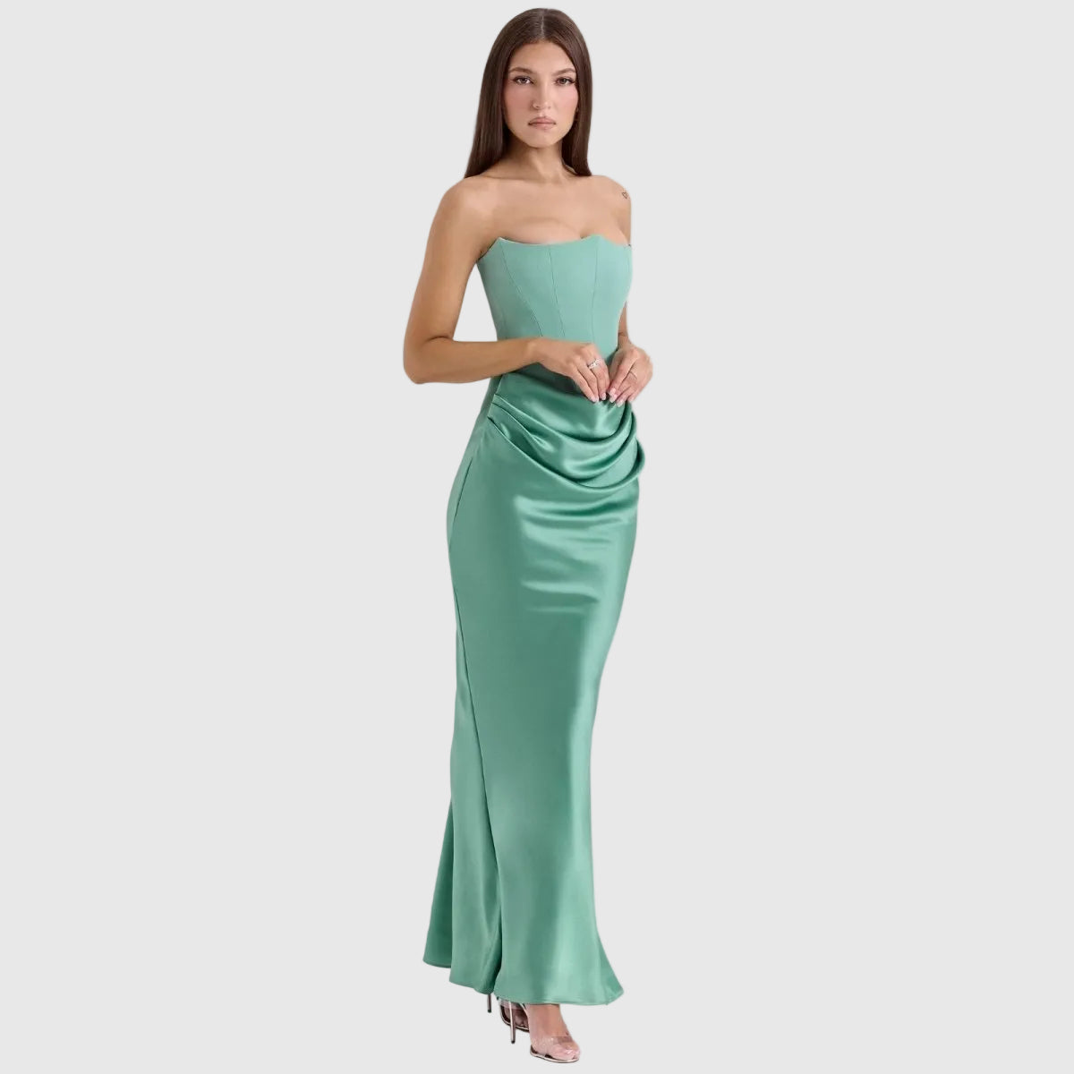 Sloane Women's Satin Bodycon Maxi Dress | Fitted Silhouette | Evening & Smart Casual