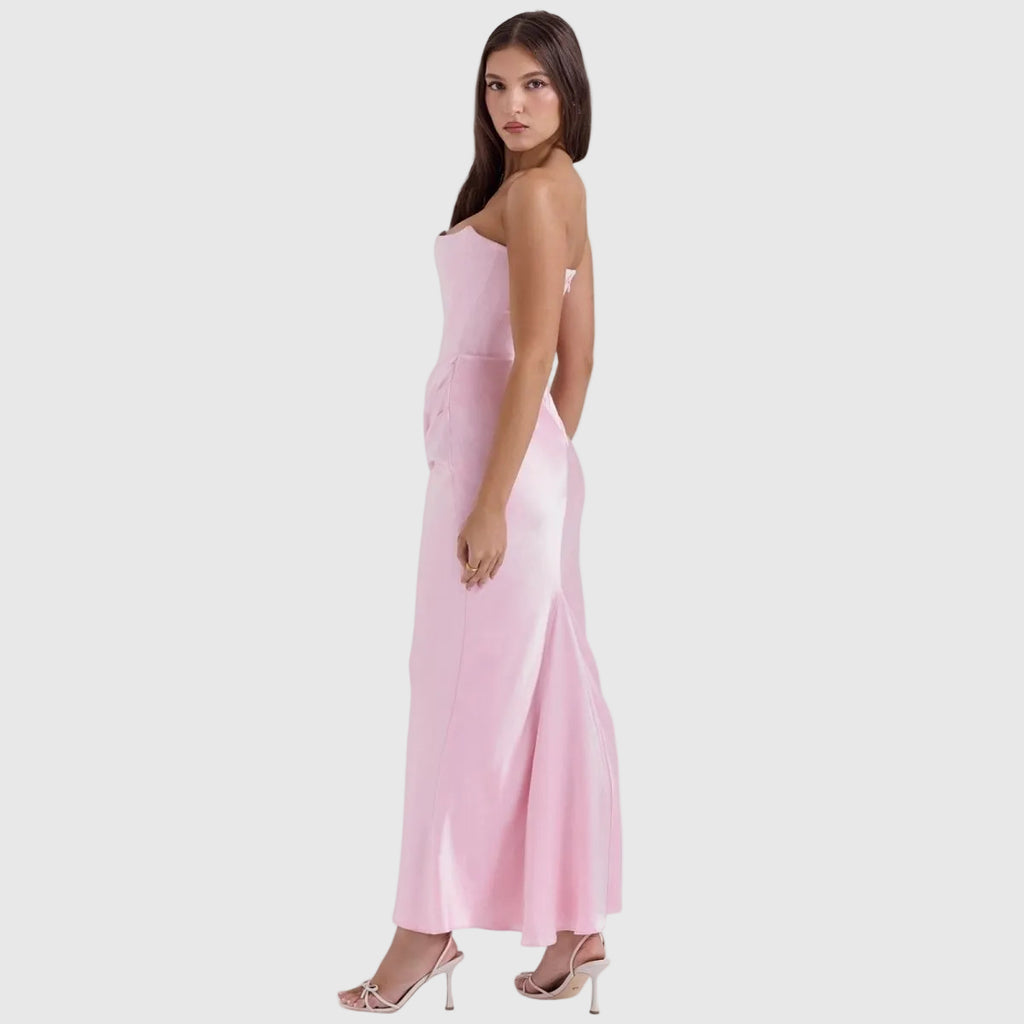 Sloane Women's Satin Bodycon Maxi Dress | Fitted Silhouette | Evening & Smart Casual