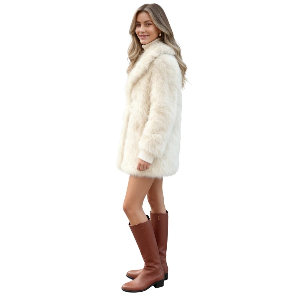 Febbie Women's Faux Fur Coat | Luxury Full Faux Fur Coat for Women | Statement Winter Outerwear & Evening Glamour