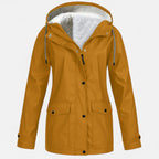 Women’s Hooded Ski Coat in Plush Velvet Windproof