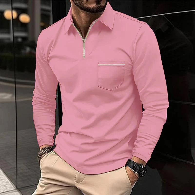 Romeo Men's Long Sleeve Cotton Jersey Polo Shirt | Classic Soft Knit Polo for Men | Smart Casual Everyday & Weekend Wear