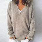 Lexis Women's Elegant Cashmere Blend Oversized V-Neck Sweater | Luxury Slouchy V-Neck Jumper for Women