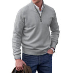 Adrian Men's Cashmere Blend Half-Zip Sweater | Luxury Soft Knit Half Zip Jumper for Men | Smart Casual Everyday Knitwear