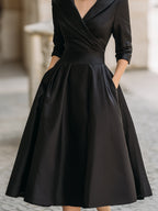 Aurora Women's Vintage Cotton Midi Dress | Short Sleeve Casual Everyday Jersey Dress