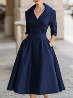 Aurora Women's Vintage Cotton Midi Dress | Short Sleeve Casual Everyday Jersey Dress