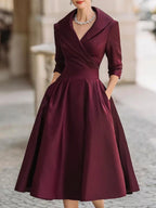 Aurora Women's Vintage Cotton Midi Dress | Short Sleeve Casual Everyday Jersey Dress