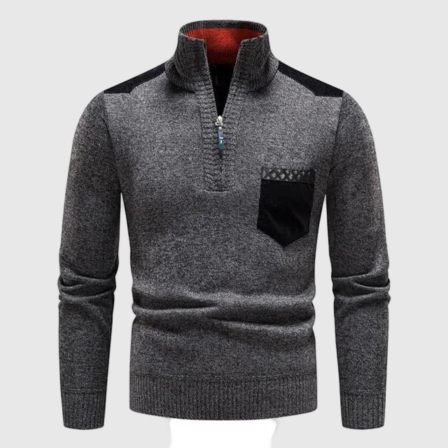 Aurelio Men's Premium Merino Wool Half-Zip Sweater | Luxury Soft Half Zip Jumper for Men | Timeless Elegant Smart Casual Winter Knitwear