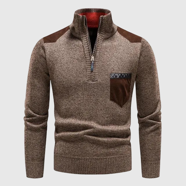 Aurelio Men's Premium Merino Wool Half-Zip Sweater | Luxury Soft Half Zip Jumper for Men | Timeless Elegant Smart Casual Winter Knitwear