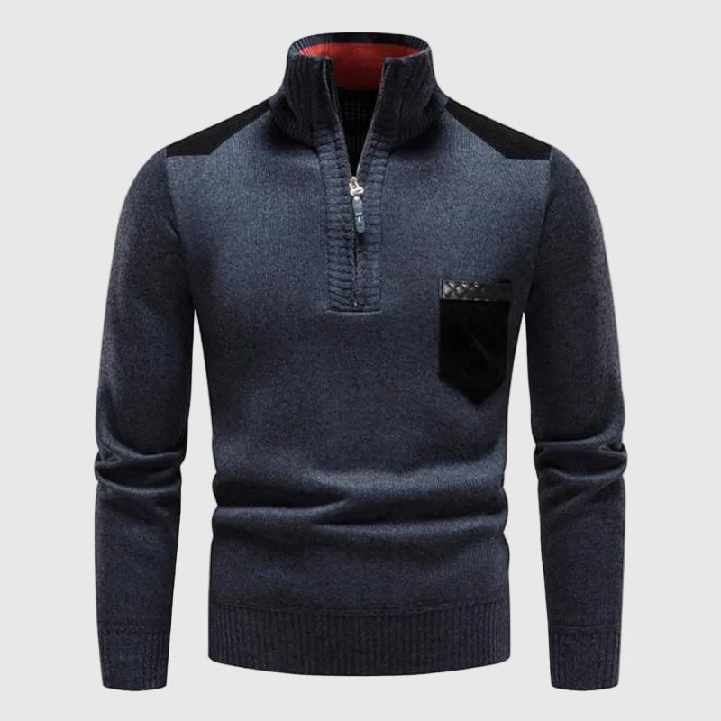 Aurelio Men's Premium Merino Wool Half-Zip Sweater | Luxury Soft Half Zip Jumper for Men | Timeless Elegant Smart Casual Winter Knitwear